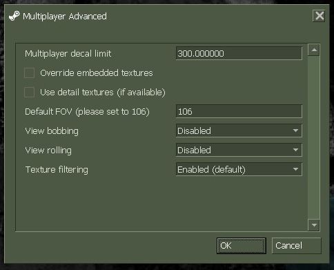Multiplayer Advanced dialog with a custom user.cfg