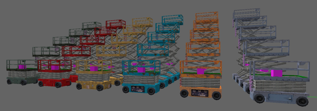 Scissorlift Prefabs | Static and functional | 6 texture variants | MESS support | v1.2