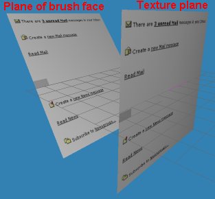 The texture plane (on the right) &#039;flattened&#039; onto the actual face (left) - notice how it gets stretched on the face.