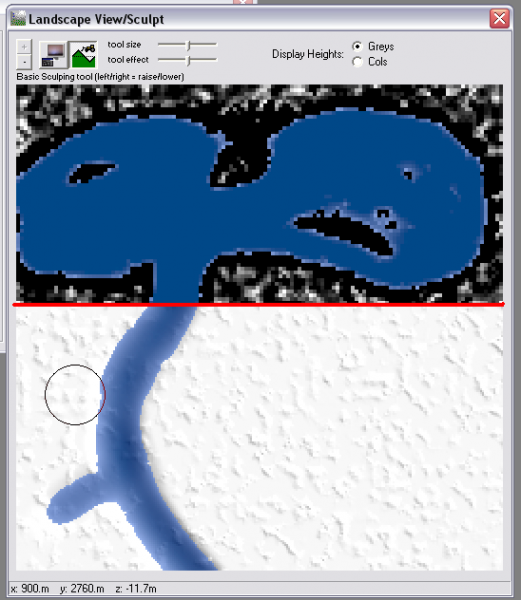 With either display mode, the heightmap will change colour when you edit it.